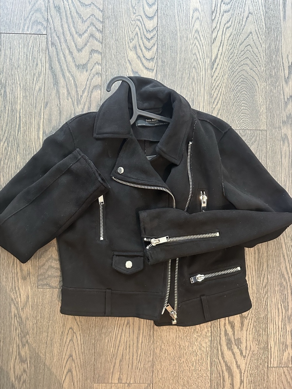 Zara Basic Faux Suede Moto Jacket Black